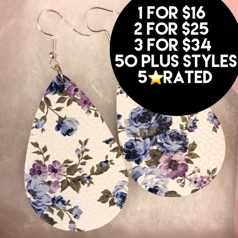 NEW LIGHTWEIGHT FLORAL TEARDROP EARRINGS